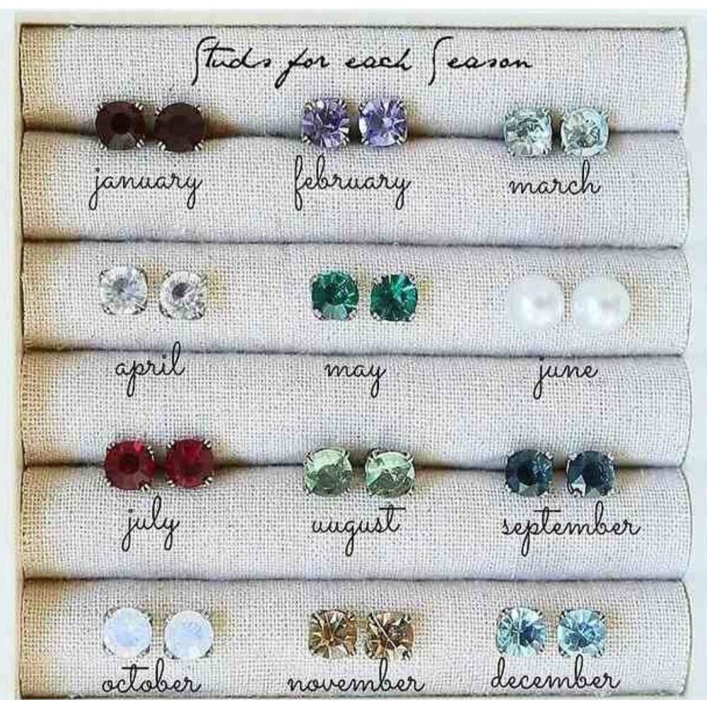 Chloe + Isabel Round Birthstone Stud Earrings E118OPR Shiny Rhodium-Plated - Picture 7 of 7